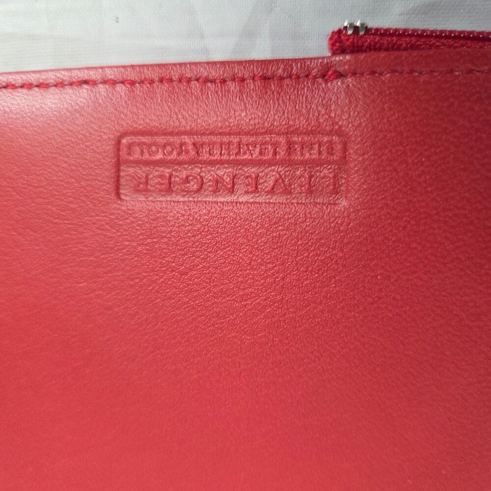 Levenger Red Fine Leather Card Pocket Case ID Holder Casual Office Business Work - Picture 6 of 8